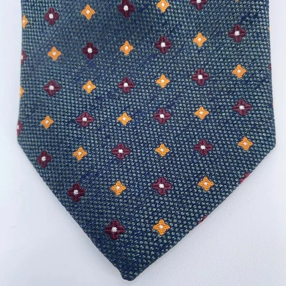 Eton Tie Mens One Size Green‎ Blue Floral Silk Classic Fit Necktie Italy Made